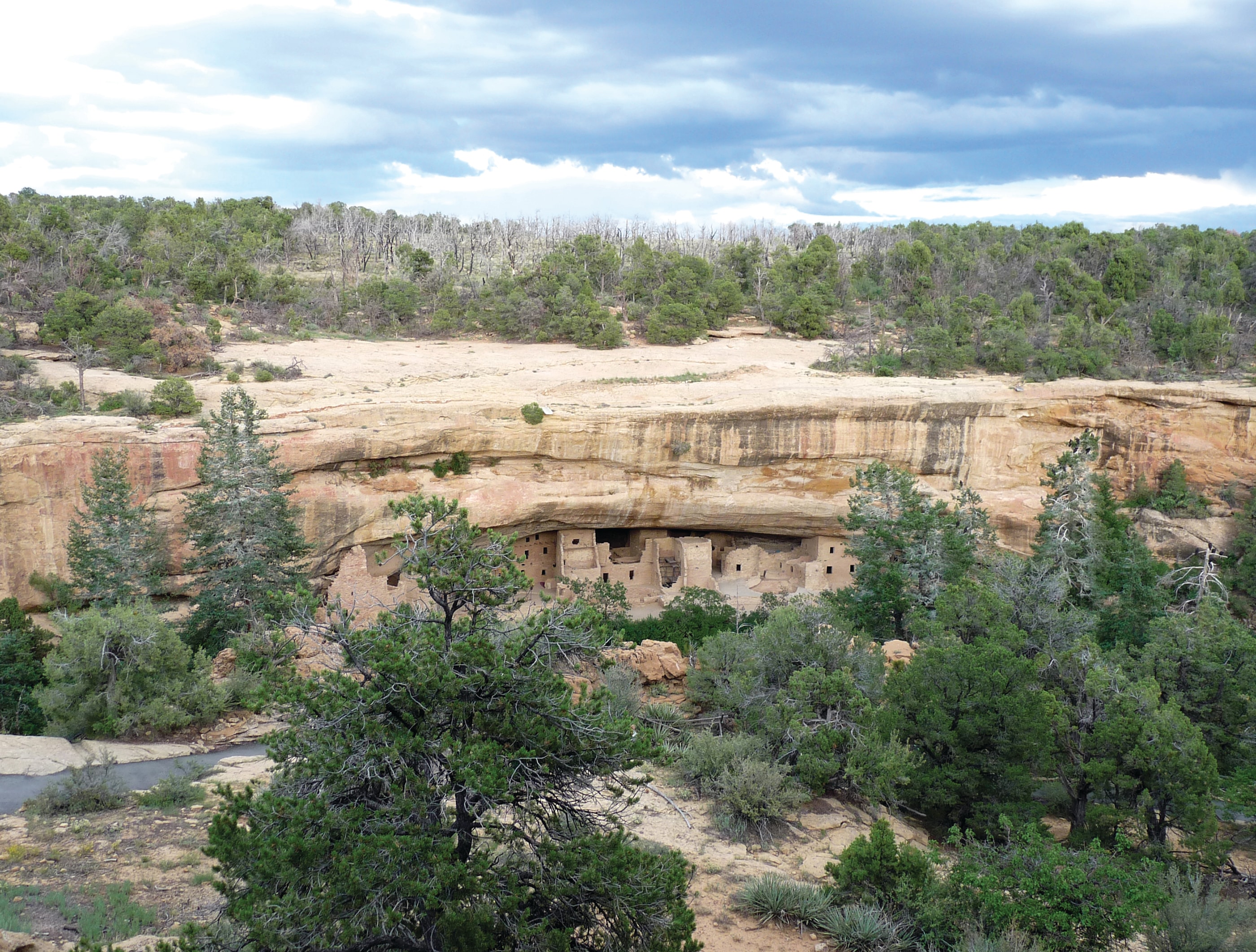 View of cliff dwelling from across canyon