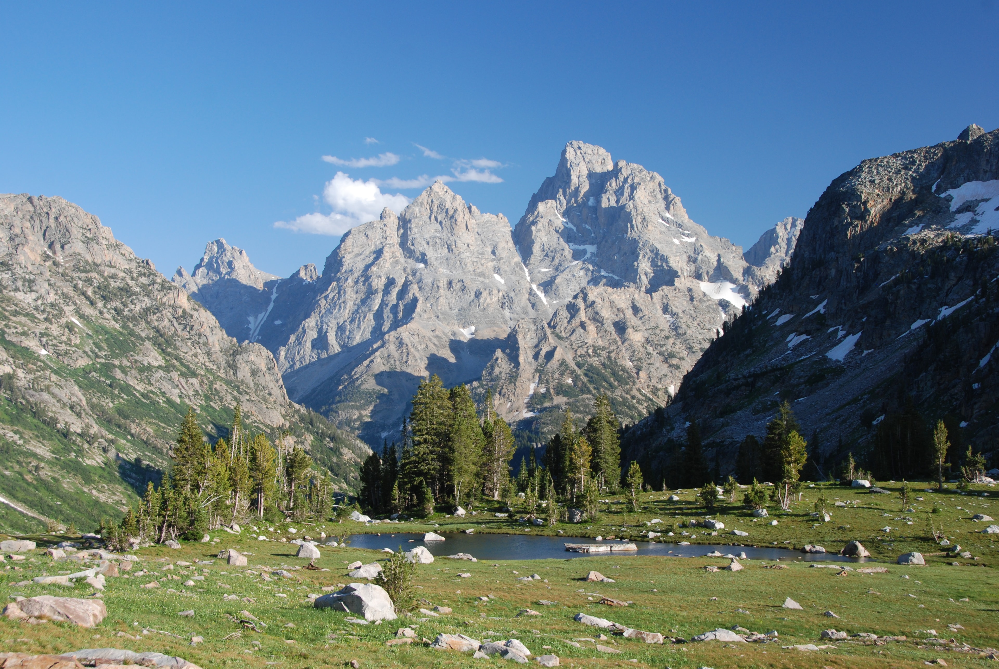 Lake Solitude with the high Teton Peaks beyond during summer